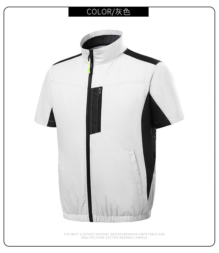 Summer new short-sleeved heatstroke prevention and cooling with fan air conditioning clothing men's work charging refrigeration welder cooling overalls