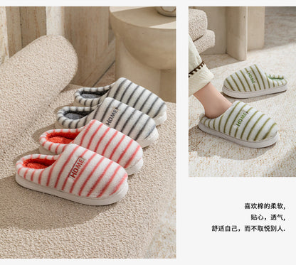 Cotton Slippers for Women in Autumn and Winter Indoor Home Non-Slip Thick-Soled Couple Style Plush Warm and Comfortable Home Cotton Slippers for Men