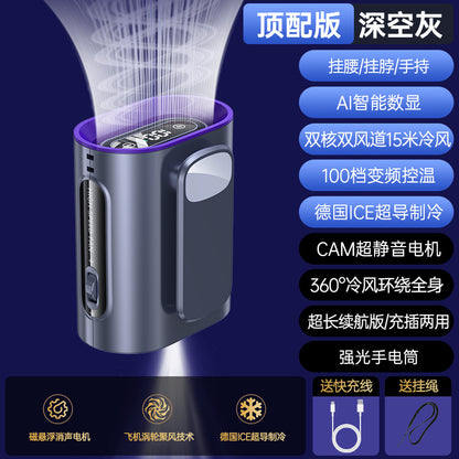 Cross-border new waist fan outdoor site lighting large capacity neck fan portable waist fan