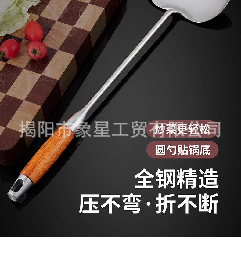 316 food grade stainless steel spatula kitchen home cooking spatula special stir-frying spoon solid wood handle 304 mushroom spatula