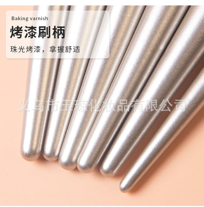 Cross-Border Popular Makeup Brushes 18 Pieces Champagne Color Wooden Handle Set Brushes Eye Shadow Brush Cosmetic Bag Beauty Tools Wholesale