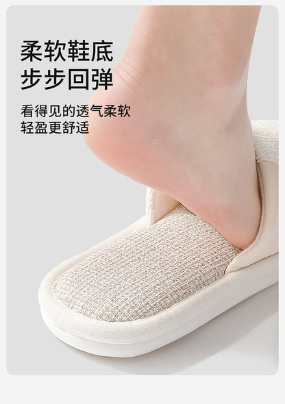 Linen Slippers for Men 2025 New Summer Indoor Home Soft-Soled Non-Slip Breathable Deodorant Cotton and Linen Slippers for Men
