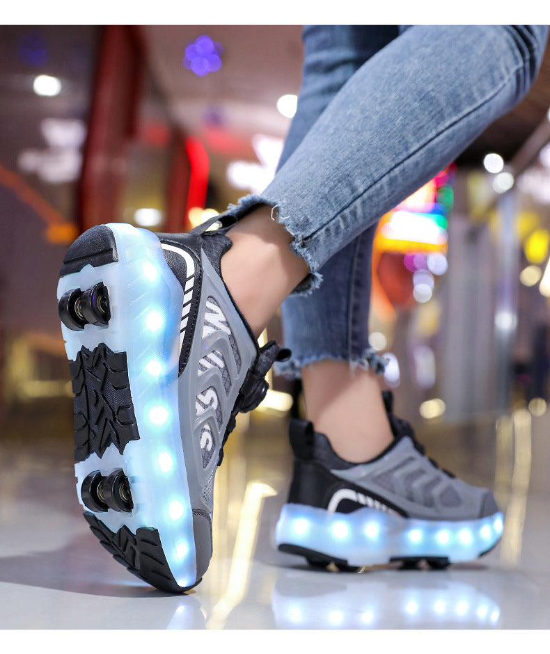 Cross-Border Children's Four-Wheel Roller Shoes, Boys' Light-Up Shoes, Detachable Girls' Student Sports Shoes, Children's Roller Skating Shoes