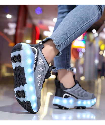 Cross-Border Children's Four-Wheel Roller Shoes, Boys' Light-Up Shoes, Detachable Girls' Student Sports Shoes, Children's Roller Skating Shoes