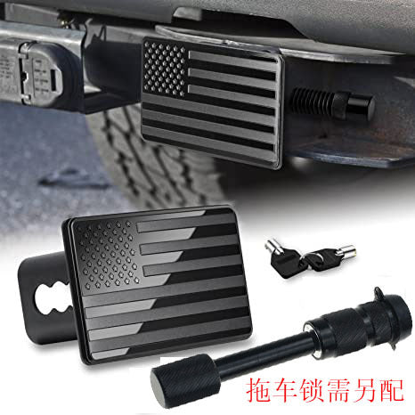3D three-dimensional red national flag metal trailer hook dust plug car plug cover trailer square port plug American trailer cover
