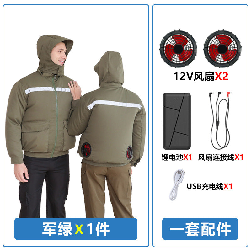 Summer Air-Conditioned Clothing for Outdoor Labor Protection, Cooling and Sun Protection Clothing, Hooded Fan Clothing for Men and Women, Specially Designed for Outdoor Labor Protection