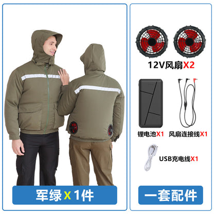 Summer Air-Conditioned Clothing for Outdoor Labor Protection, Cooling and Sun Protection Clothing, Hooded Fan Clothing for Men and Women, Specially Designed for Outdoor Labor Protection