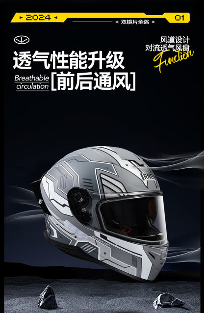 New National Standard 3C/Dot Certified Motorcycle Helmet Dual Lens with Bluetooth Headset Glasses Slot Full Face Motorcycle Helmet