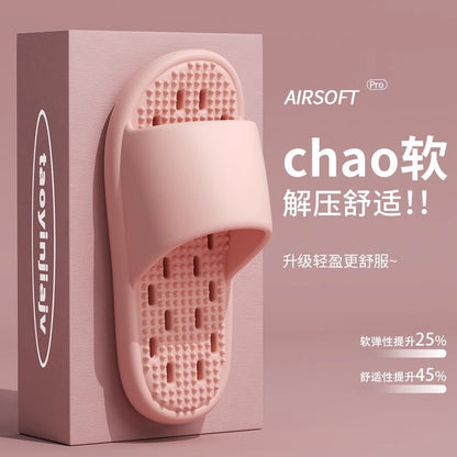 New Summer Home Bathroom Hollow Anti-Slip Men's Slippers That Feel Like Stepping on Shit, Convenient and Breathable Soft-Soled Women's Slippers for Outdoor Wear