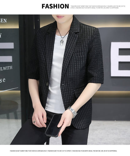 Summer half sleeve thin suit Korean style men's half sleeve fashionable fashionable jacket slim fit trendy summer small suit
