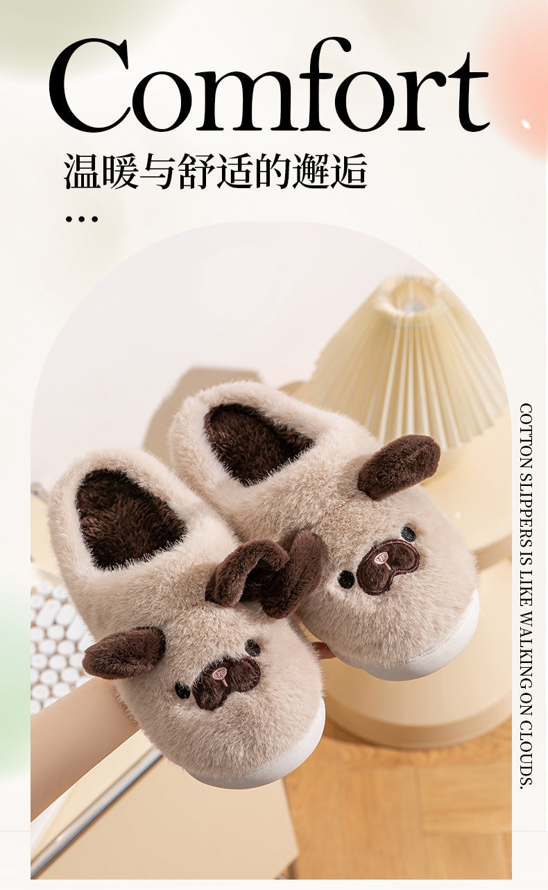 Cixi Cotton Slippers for Women, Spring, Autumn and Winter Home Use, Indoor Non-Slip Couple Home Warm Winter Plush Men's Slippers