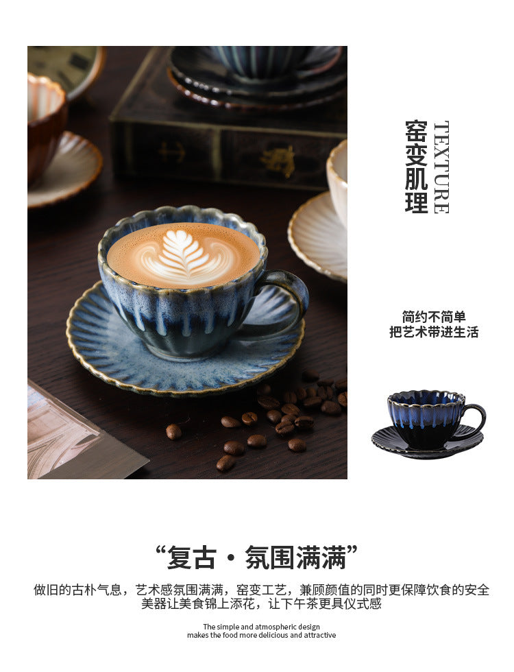 Retro High-grade Sense Striped Kiln Change Ceramic Cup Hotel Home Office Milk Coffee Cup Afternoon Tea Drinking Cup