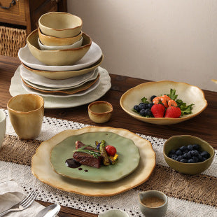 Retro Japanese Style Ceramic Bowl Creative Personality Household Rice Bowl Restaurant Special Snack Bowl Dessert Salad Bowl
