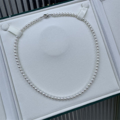 Aurora freshwater pearl necklace 5-6mm necklace round almost flawless wholesale female S925 sterling silver