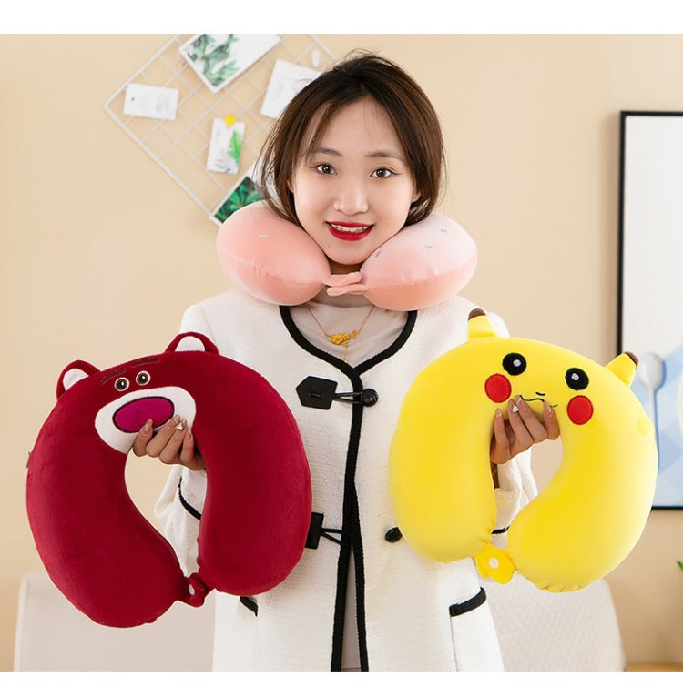Neck Pillow Travel Memory Foam U-shaped Pillow Cartoon Gift Sponge Sleeping Neck Pillow Embroidery Slow Rebound Nap Pillow