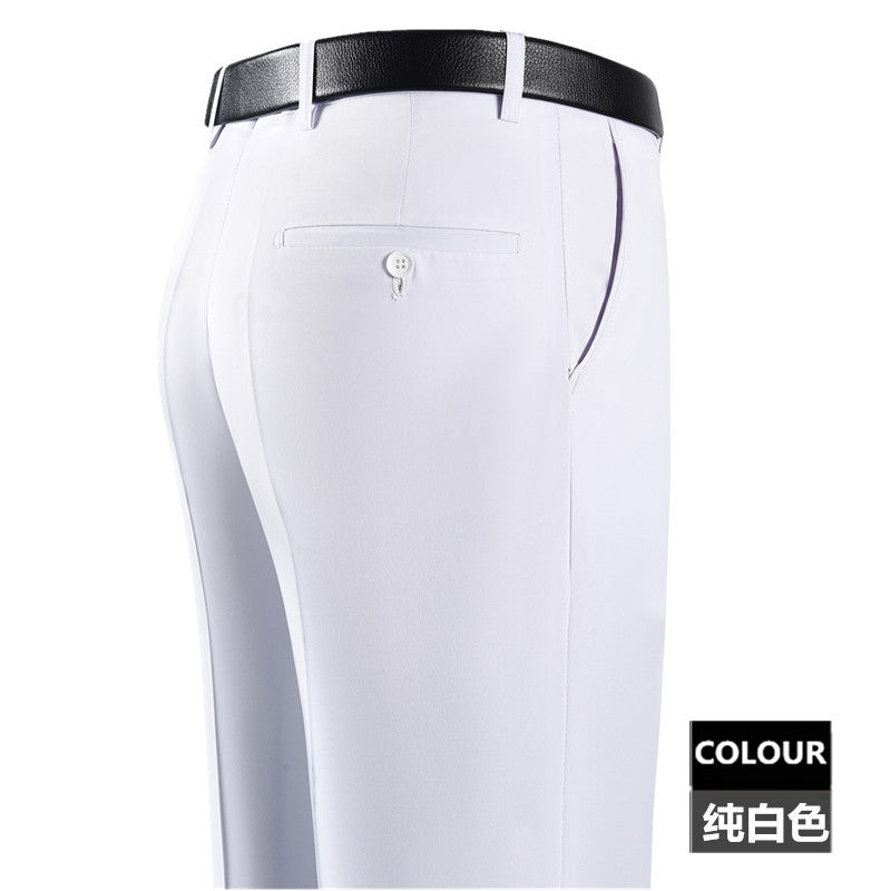 2025 New Summer Thin Mulberry Silk Middle-Aged Business Casual Straight Loose Wrinkle-Free Men's Pants