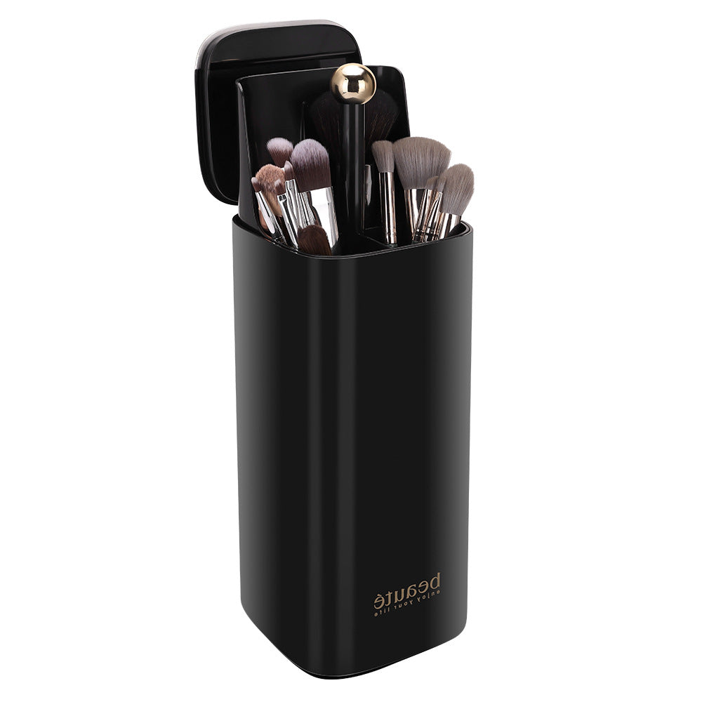Platinum Automatic Adjustable Makeup Brush Storage Box Dressing Table Four-Compartment Plastic Storage Tube Large-Capacity Stationery Brush Barrel