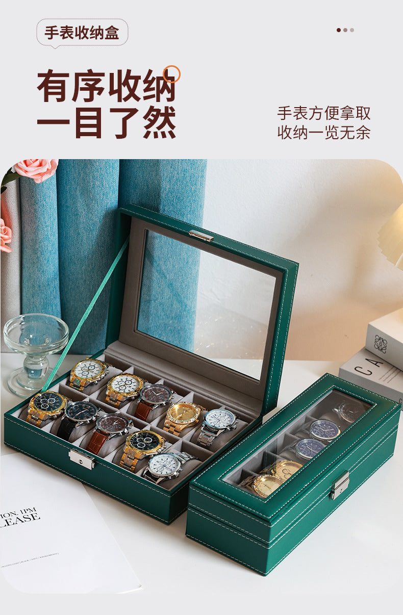 2025 New Leather Watch Box Storage Box with Lock Home Watch Organizer Display Box Mechanical Watch Jewelry Box