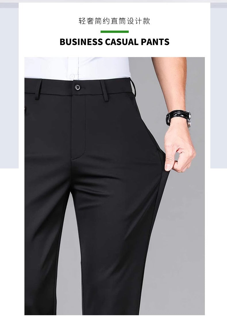 Wholesale Summer New Casual Pants Men's Thin Straight Loose Business Pants High Stretch Ice Silk Cold Pants
