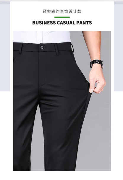 Wholesale Summer New Casual Pants Men's Thin Straight Loose Business Pants High Stretch Ice Silk Cold Pants