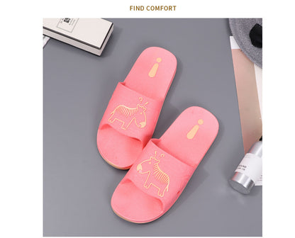 Summer Pvc Bathroom Slippers Home Cartoon Couple Slippers Indoor Cute Bath Non-Slip Sandals Women's Stall