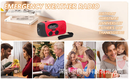 5000Mah Amazon Portable Emergency Radio Multi-Functional Solar-Powered Hand-Cranked Multi-Band Radio