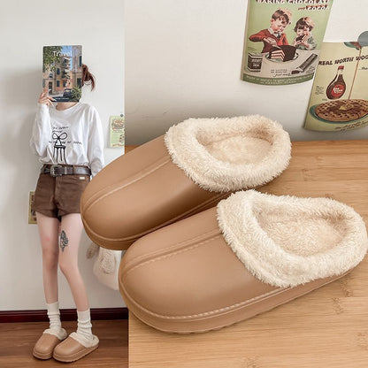 Women's Cotton Slippers for Winter 2025, Indoor Home Non-Slip Autumn and Winter Cold-Proof Closed-Toe Waterproof Fur Slippers for Winter Home Use