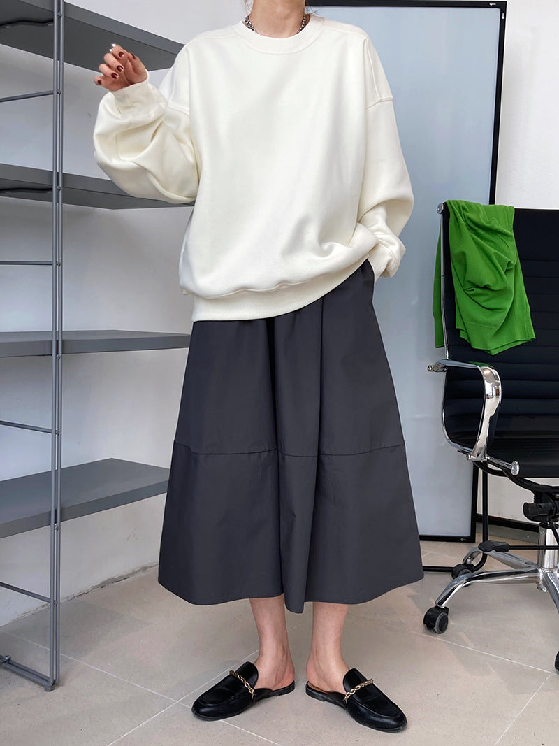 Luxi 2025 Autumn and Winter New Style Velvet Thickeneded Burgundy Sweatshirt for Women Korean Style Normcore Long-Sleeved Pullover Top 2628