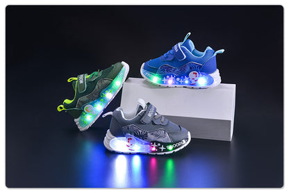 Wholesale Light-Up 2025 Spring & Fall Mesh Comfortable and Lightweight Casual Light-Up Led Light-Up Men's Sports Shoes for Small and Medium-Sized Children