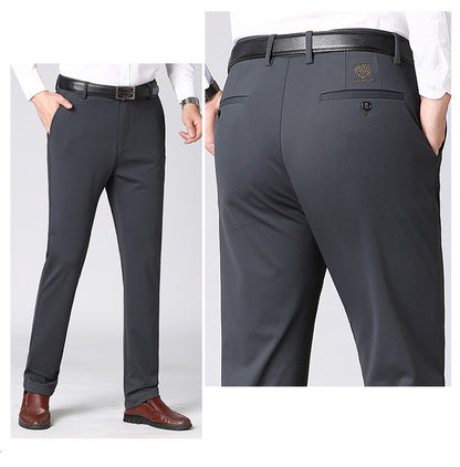 Wholesale Tiger Head Embroidered Stretch Pants Men's Casual Long Pants Men's Black Thin Straight Business Dress Pants