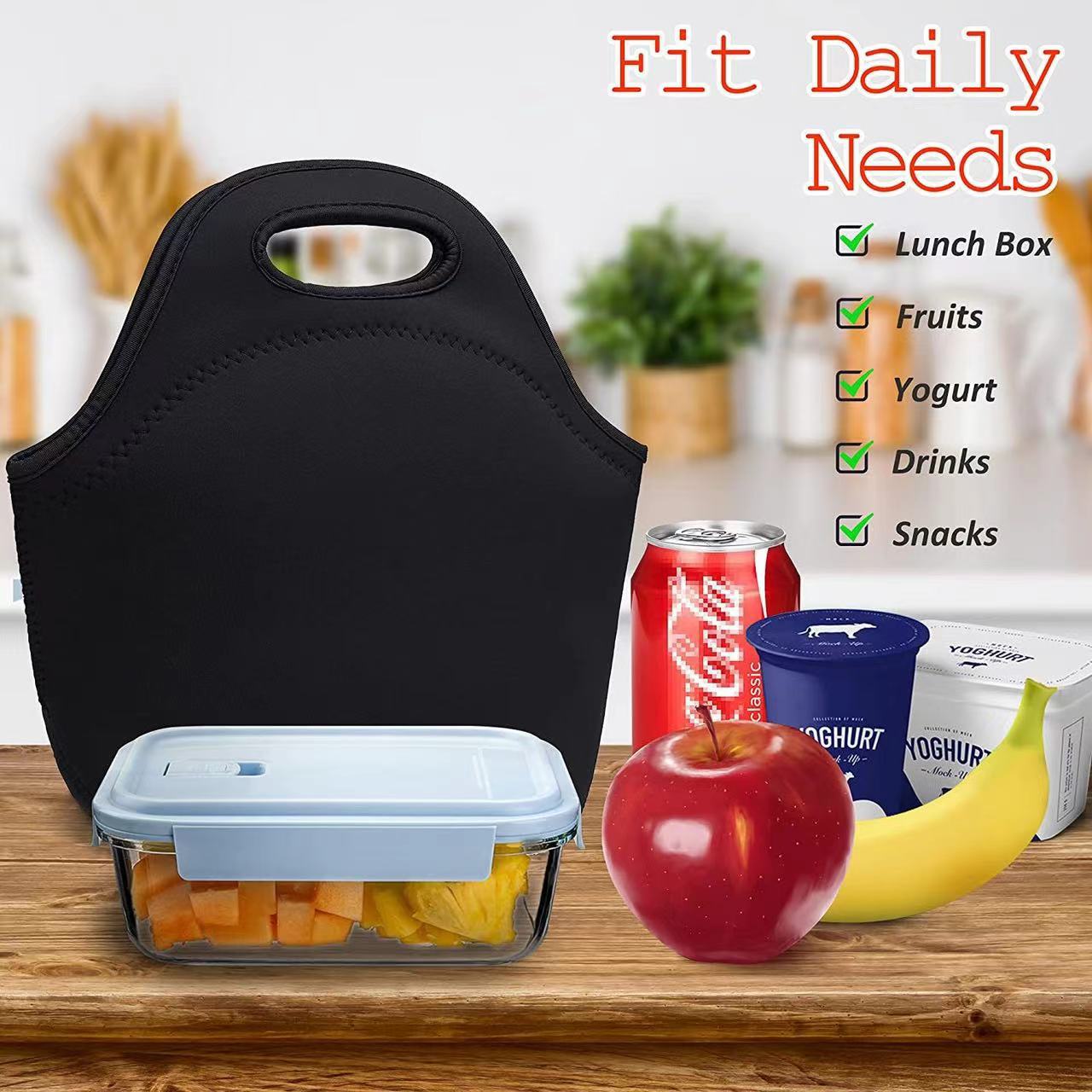 Cross-Border Printed Neopren Lunch Bag, Satchel Picnic Bag, Diving Material Satchel Lunch Box, Insulated Meal Bag