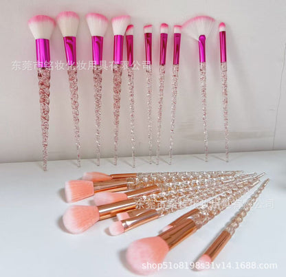 10 Pcs Threaded Makeup Brush Unicorn Makeup Brush suit Multifunctional Full Set Beauty Brush Makeup Tools