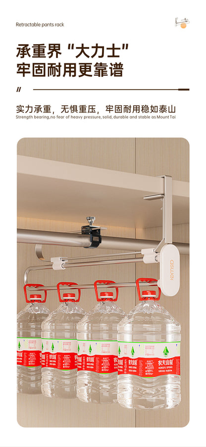 Pull-out trouser rack telescopic slide rail top trouser hanger clothes rail wardrobe built-in pants hanging pants hanging storage wholesale