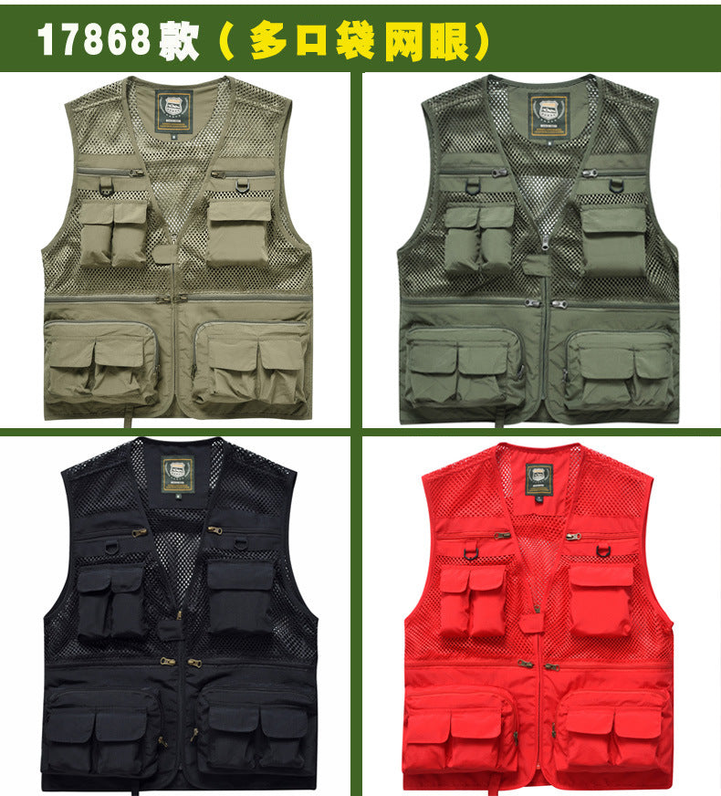 Four Seasons Photography Tooling Multi-Pocket Quick-Dry Vest Safety Waistcoat Logo Printing Men's and Women's Wear