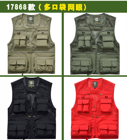 Four Seasons Photography Tooling Multi-Pocket Quick-Dry Vest Safety Waistcoat Logo Printing Men's and Women's Wear