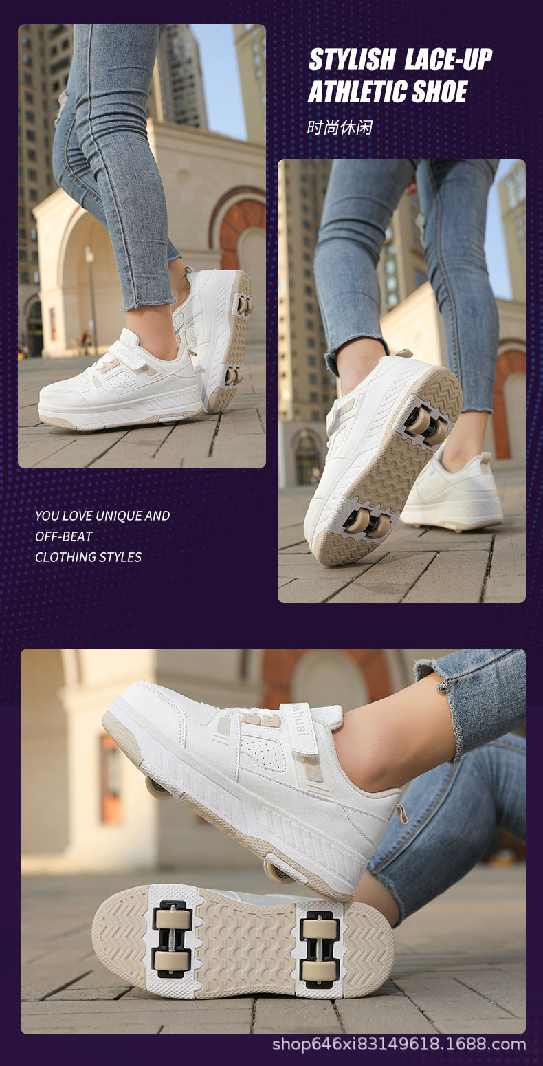 New heelloo shoes four-wheel skates adult detachable student men's and women's two-wheel flying shoes wheeled shoes generation