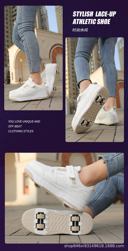 New heelloo shoes four-wheel skates adult detachable student men's and women's two-wheel flying shoes wheeled shoes generation