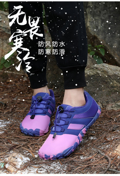 Outdoor Snow Boots, Home Cross-Border Winter New Style, Non-Slip Short Style, Fleece-Lined Warm Cotton Shoes, Thick-Soled Barefoot Five-Toe Shoes