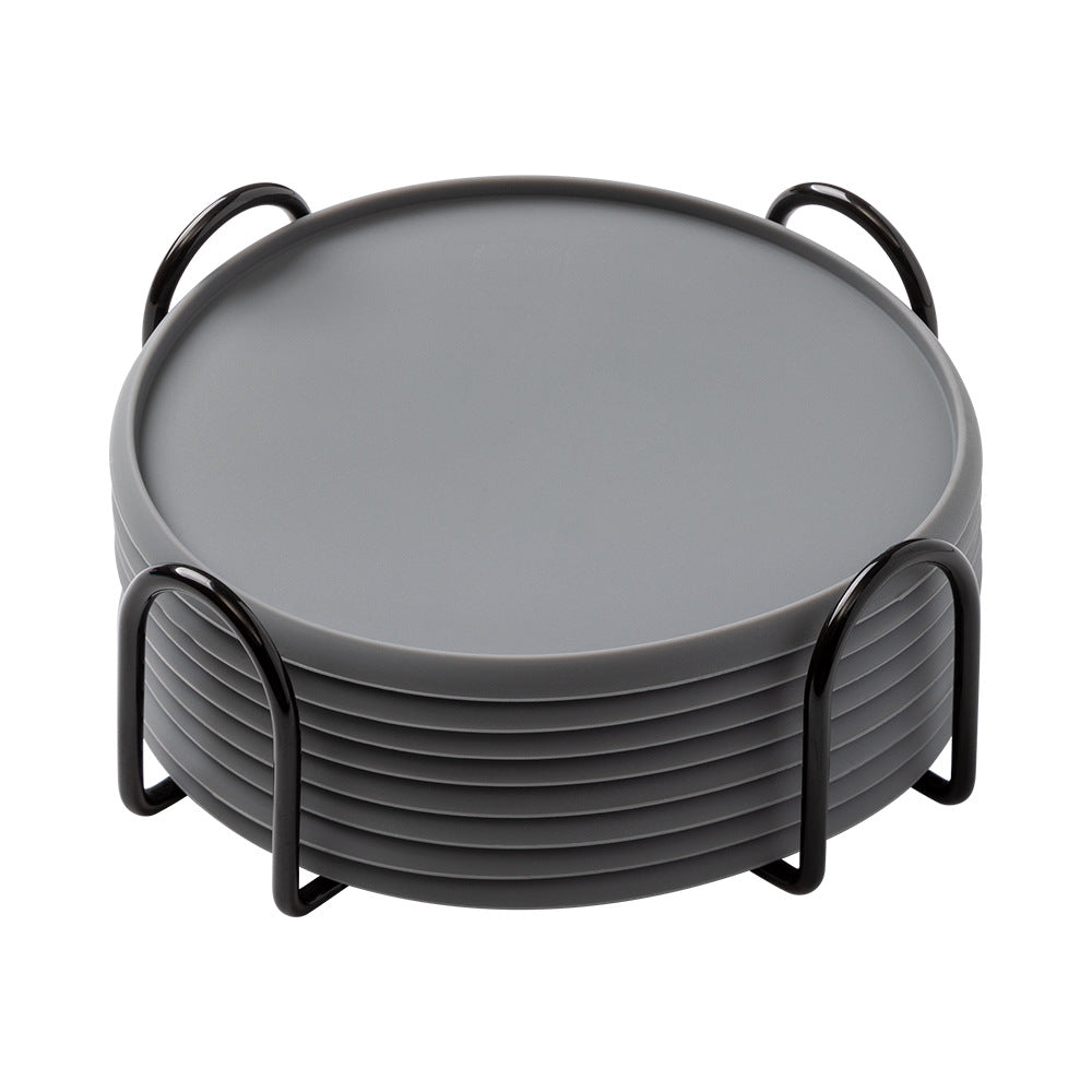 Wholesale Round 10cm Silicone Coaster Set with Cup Holder for Storing Food-Grade Tea Cups
