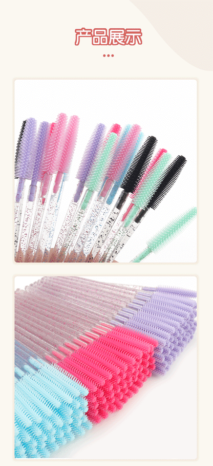 Wholesale foreign trade crystal rod silicone eyelash brush eyebrow brush color eyelash comb disposable eyelash combing tool