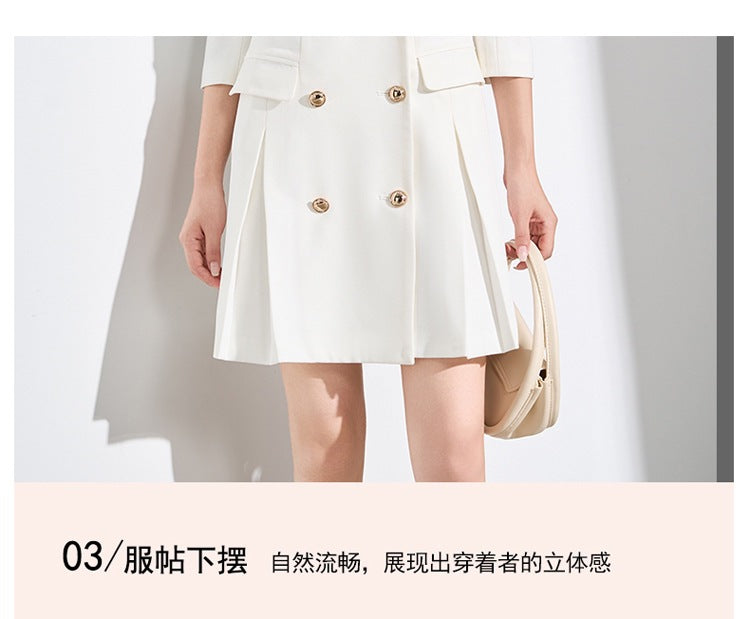 French Hepburn Style Small Black Dress High Sense High Cold Royal Sister Fried Street Small Fragrance Style Pleated Professional Suit dress Summer