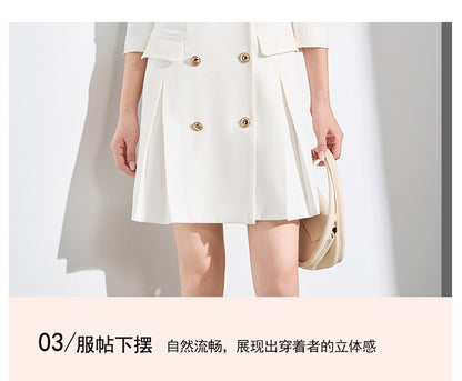 French Hepburn Style Small Black Dress High Sense High Cold Royal Sister Fried Street Small Fragrance Style Pleated Professional Suit dress Summer