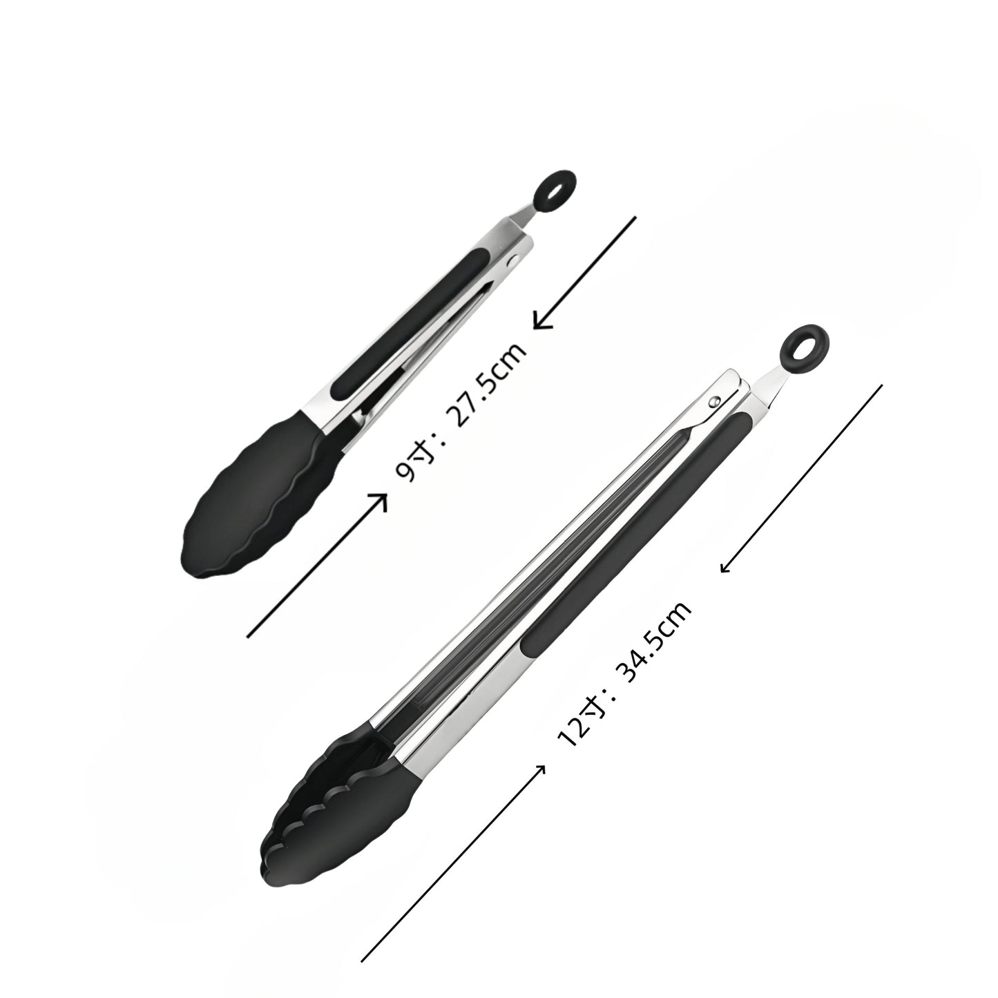Cross-Border High-Temperature Resistant Steak Grilling Tongs 430 Stainless Steel Anti-Scalding Thickened Barbecue Tongs Kitchen Tools Food Tongs