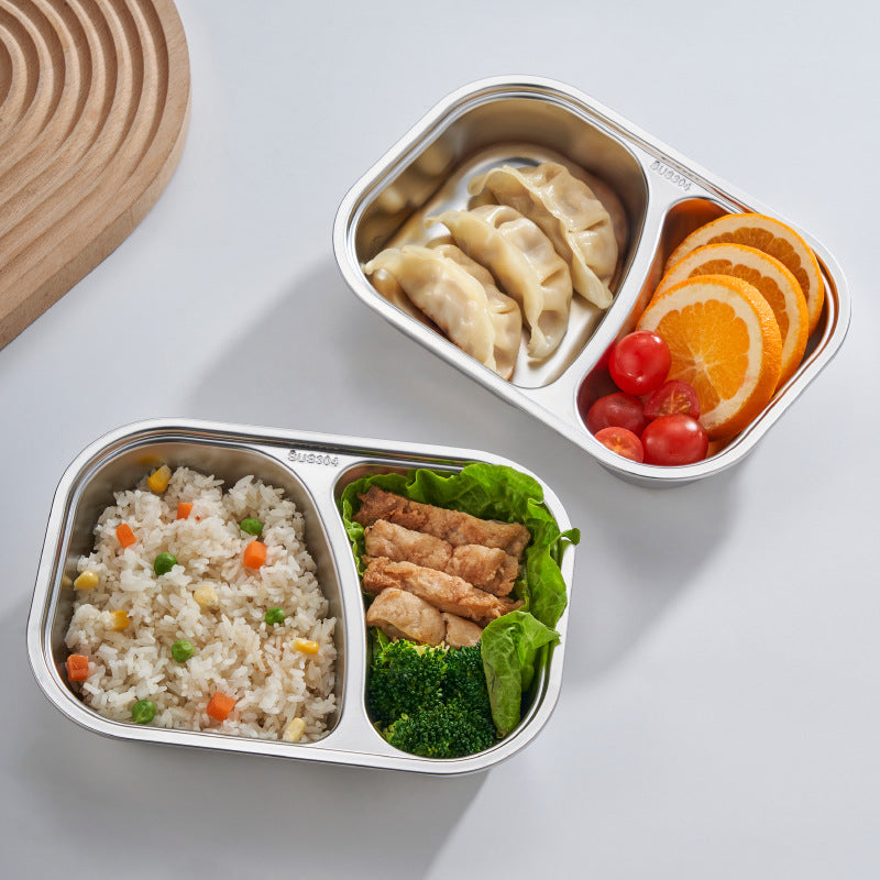 Hongjun Da 304 Stainless Steel Dinner Plate with Cartoon Patterns, Children's Dinner Plate, Kindergarten Divided Plate, Baby Food Plate
