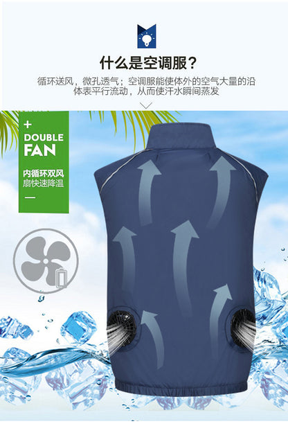 Wholesale air conditioning clothing sleeveless summer heatstroke prevention and cooling clothing with fan construction site labor protection clothing cross-border Japanese and Korean explosions