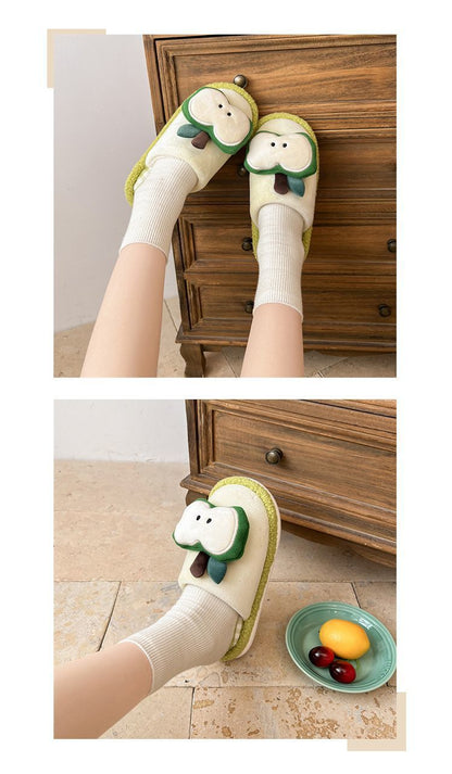 Apple Cute Closed-Toe Plush Cotton Slippers for Women, Winter 2026 New Model, Indoor Home Warm Non-Slip Odor-Resistant