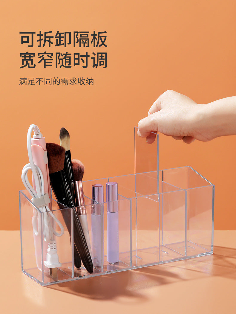 Pen Holder Desktop Stationery Storage Box Transparent Acrylic Multifunctional Student Pen Holder Office Note Pad Organizer Box