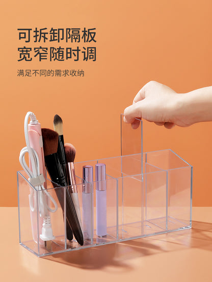 Pen Holder Desktop Stationery Storage Box Transparent Acrylic Multifunctional Student Pen Holder Office Note Pad Organizer Box