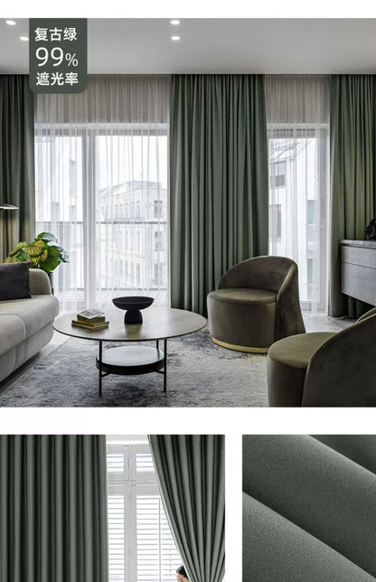 Full Blackout Hook-Type Curtains Finished Rental Room Bedroom Balcony Sunshade Simple Bay Window 2025 New Curtain Cloth