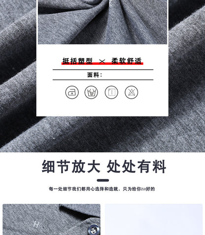 Middle-aged Men's Cotton Short-sleeved T-shirt Lapel Pocket Summer Middle-aged and Elderly plus size Half-sleeved Dad T-shirt Father